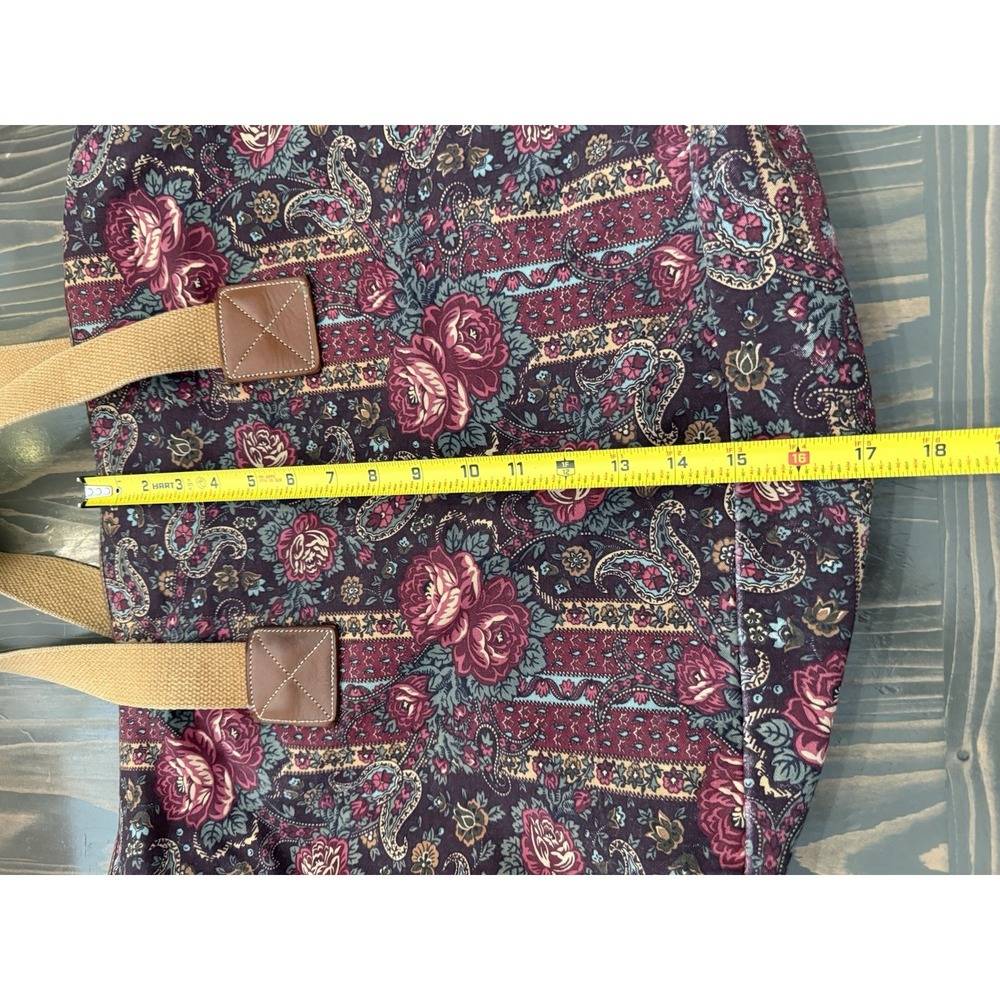 VTG Laura Ashley Large Dark Floral Cotton Canvas‎ Duffle Overnight Tote Bag -USA - Picture 10 of 11